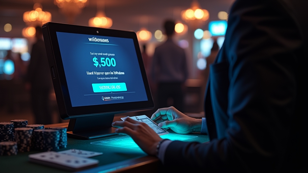 Verified player requesting a withdrawal at a casino payment terminal